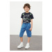 Trendyol Indigo Boys Cargo Pocket Elastic Waist Woven Shorts