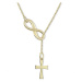 Brilio Zlatý originální náhrdelník Nekonečno s křížkem 40 cm 273 001 00132