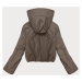 Tmavě béžová krátká dámská bunda s kapucí S'West (B8246-12)