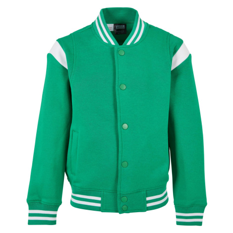 Boys Inset College Sweat Jacket bodegagreen/bílá Urban Classics