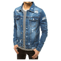 Pánská džínová bunda děrovaná riflová bundička s oděrky