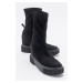 LuviShoes 3042 Black Suede Women's Wedge Heel Boots