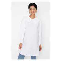 Trendyol White Baby Collar Woven Cotton Tunic