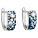 Stříbrné náušnice visací s krystaly Swarovski modrý půlkruh 31123.3 blue style