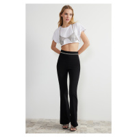 Trendyol Black Woven Shiny Stone Trousers