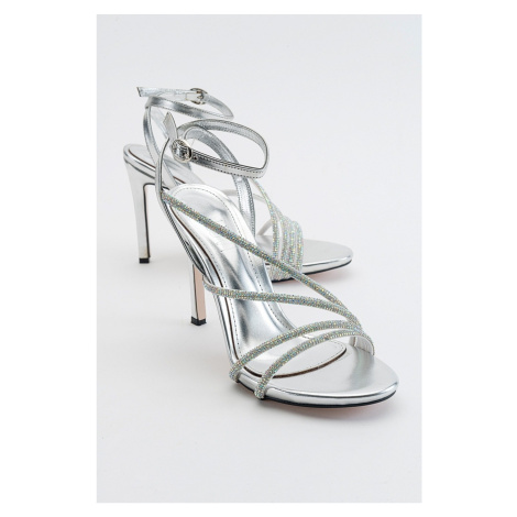 LuviShoes Leedy Silver Women's Heeled Shoes