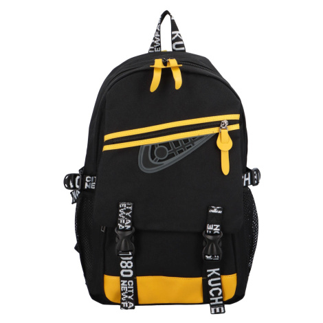 Stylový univerzální látkový batoh Bulo, černo-žlutá New Berry