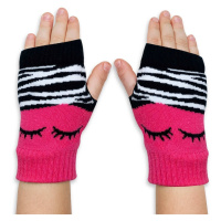Denokids Zebra Girls' Pink Black Fingerless Gloves