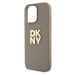 PU Leather Stack Logo Wrist Strap Zadní Kryt pro iPhone 14 Pro Max Beige DKNY