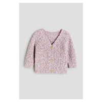 H & M - Pletený propínací svetr's výstřihem do V - fialová
