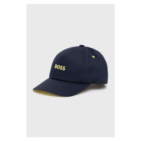 Bavlněná čepice BOSS Boss Casual tmavomodrá barva, s aplikací Hugo Boss