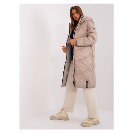 Tmavě béžová zimní bunda s kapucí SUBLEVEL Fashionhunters