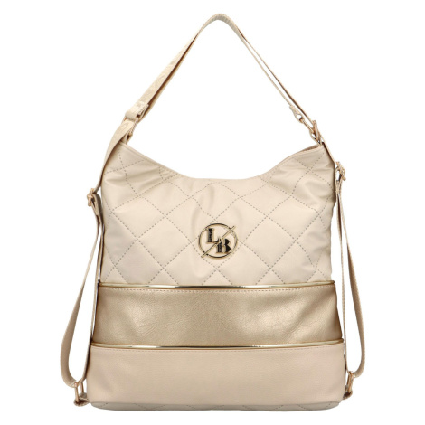 Luxusní dámská koženková kabelka/batoh Lucy, béžová Laura Biaggi