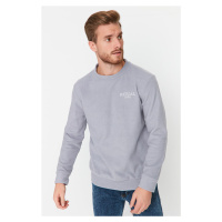 Trendyol Grey Regular/Normal Cut Warm Polar Fleece Text Print Sweatshirt