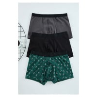 Trendyol Pack of 3 Patterned/Plain Cotton Boxers