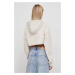 Bavlněná mikina Calvin Klein Jeans dámská, béžová barva, s kapucí, s aplikací