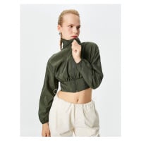 Koton Crop Parachute Jacket Elastický pas s vysokým výstřihem