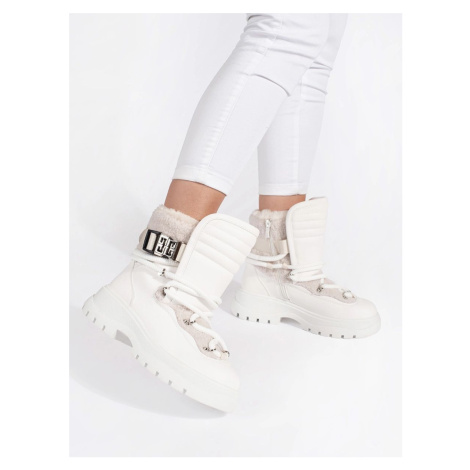 Seastar Pohodlné dámské bílé sněhule na platformě