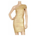 Zlaté šaty na jedno rameno FashionEU