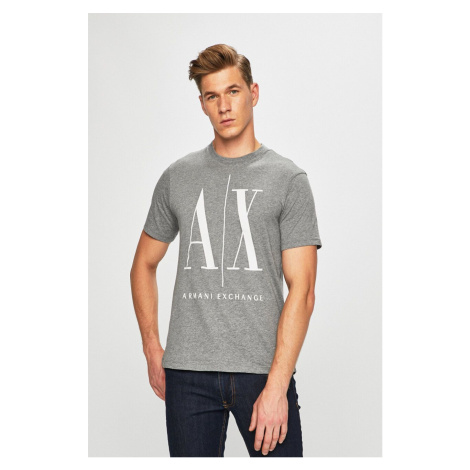Bavlněné tričko Armani Exchange šedá barva, s potiskem, 8NZTPA ZJH4Z NOS