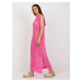 Růžové letní pletené šaty s prolamovaným vzorem