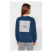 Trendyol Navy Blue Printed Basic Knitted Sweatshirt