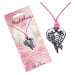 Růžový náhrdelník - přívěsek srdce z překřížených křídel