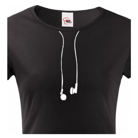 Dámské tričko se sluchátky - vtipný minimalistický potisk na triko BezvaTriko