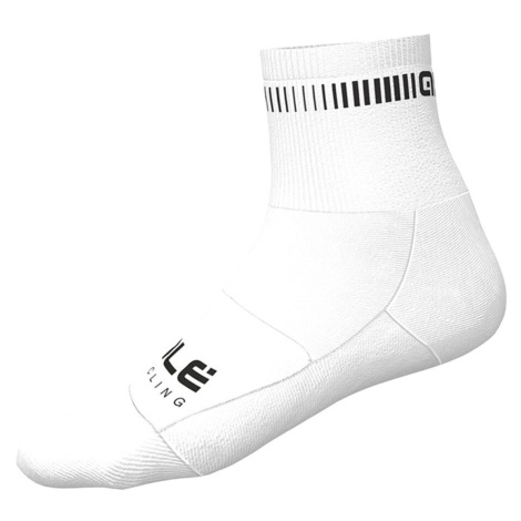 ALÉ Cyklistické ponožky klasické - LOGO Q-SKIN - bílá