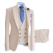 Pánský stylový oblek 3v1 s dvouřadou vestou - HNĚDÝ XXL