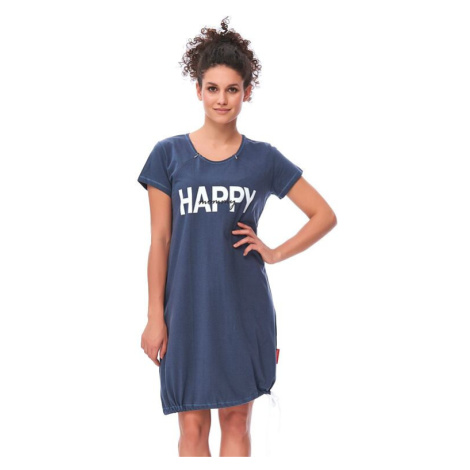 Mateřská noční košile Happy mommy tmavě modrá se zipem dn-nightwear