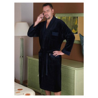 Bathrobe De Lafense 712 Men's long velour M-2XL navy blue 042