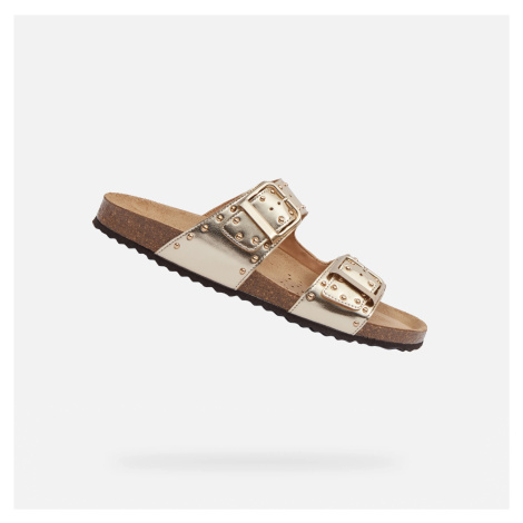 Zlaté dámské pantofle Geox Brionia R - Dámské