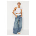 Trendyol Blue Boxer Stitch Detail Low Waist Wide Leg Jeans