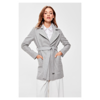 Trendyol Gray Woolen Cachet Coat with Belt