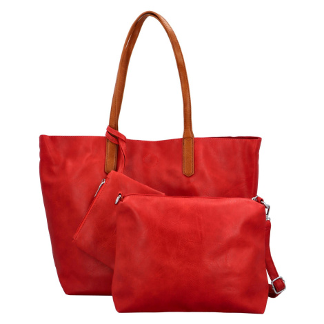 Trendy dámská koženková kabelka 2v1 na rameno Ignáta, červená Herisson