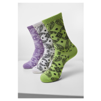 Bandana Pattern Socks 3-Pack bílá+lila+lila