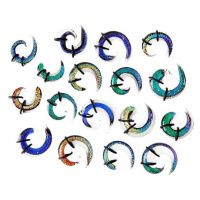Expander do ucha - vícebarevná skleněná spirálka, gumičky - Tloušťka : 9,5 mm, Barva piercing: Č