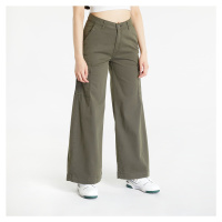 Urban Classics Ladies High Waist Wide Leg Twill Cargo Pants Olive