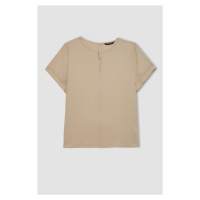 DEFACTO Regular Fit Round Neck Short Sleeve Blouse