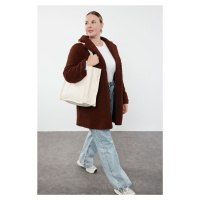 Trendyol Curve Brown Regular Fit Plush Coat