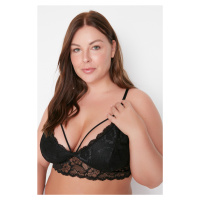 Trendyol Curve Black Piping Detail Lace Bralette