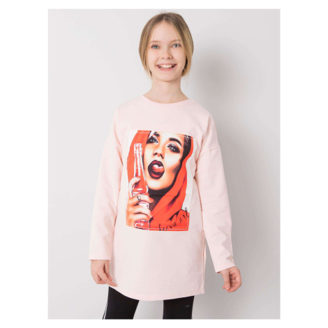 Světle růžová tunika pro dívku z bavlny Fashionhunters