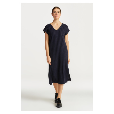 ŠATY GANT LINEN RIB SLEEVELESS V-NECK DRESS modrá