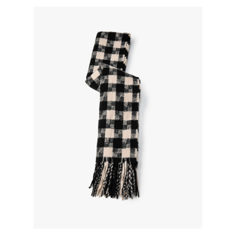 Koton Checkered Soft Textured Tasseled Scarf