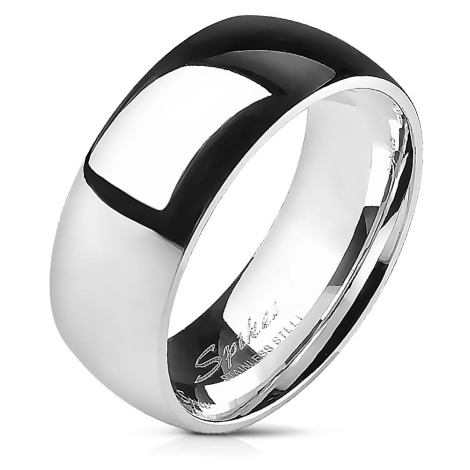 Ocelový prsten - stříbrný, hladký, lesklý, 8 mm Šperky eshop