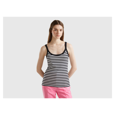Benetton, Black Striped Tank Top In 100% Cotton United Colors of Benetton