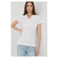 Bavlněné tričko BOSS bílá barva, s límečkem, 50475176