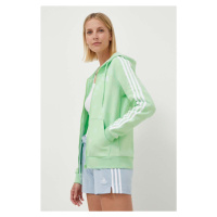 Mikina adidas dámská, zelená barva, s kapucí, s aplikací, IR6077