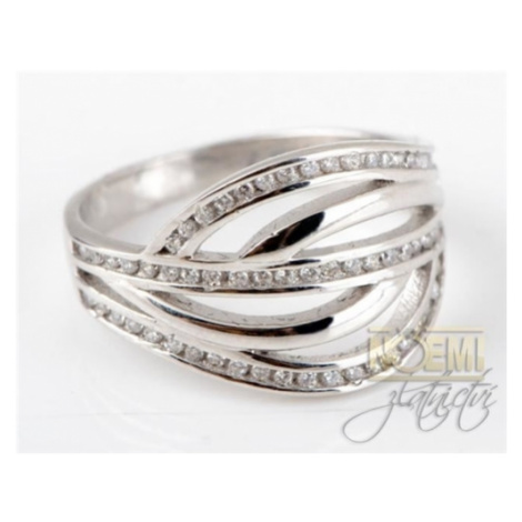 Stříbrný prsten s čirými zirkony 188197f Silver style